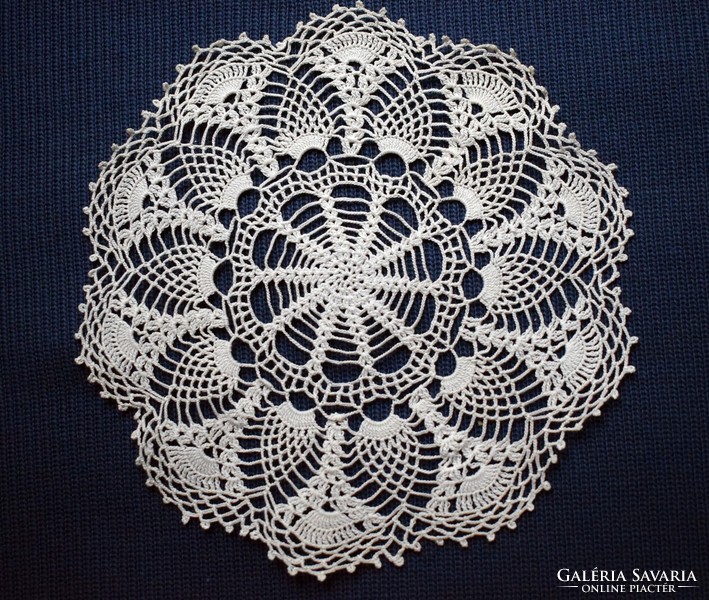 Crocheted lace, needlework decorative tablecloth, 16 cm