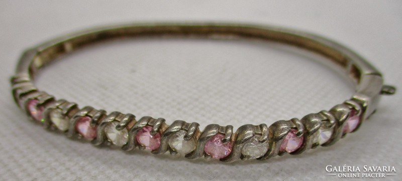 Beautiful openable antique handmade silver bracelet with stones