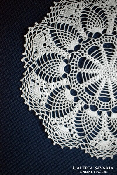 Crocheted lace, needlework decorative tablecloth, 16 cm