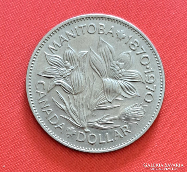 1970. Kanada emlék  1 dollár,  100. Évforduló - Manitoba csatlakozása (1796)