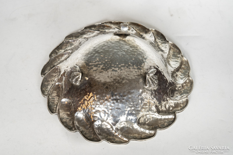 Silver hand-hammered footed bowl