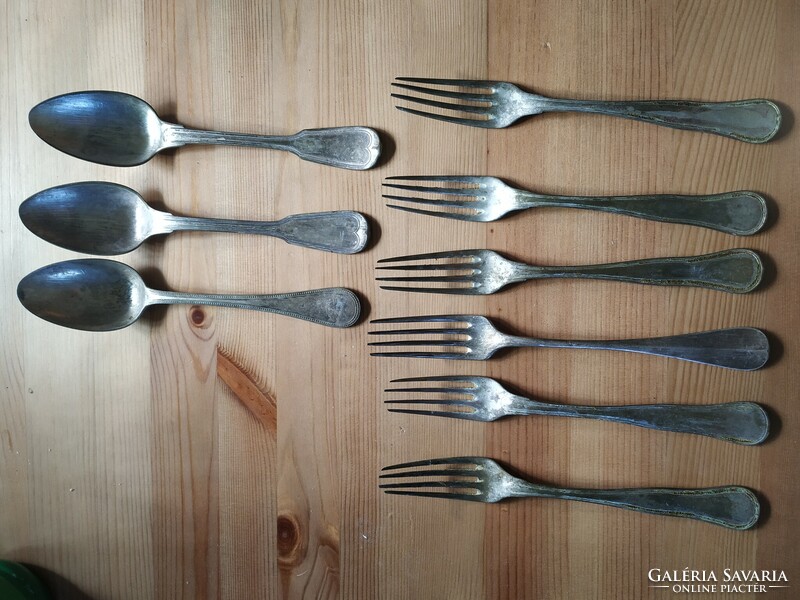 6 Antique alpaca forks + 3 spoons