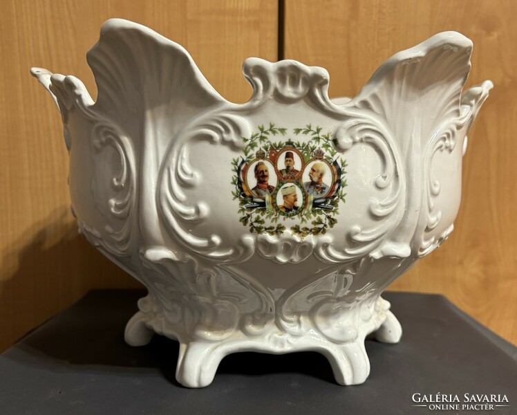 1.World War II porcelain bowl, Kaspó - József Ferenc, ii. William, i. Ferdinand, v. Mehmed, 1914 1915