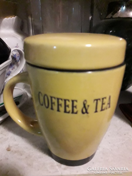 Ceramic coffee/tea mug with glazed lid, flawless 2.5dl.