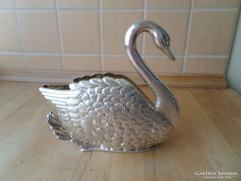 Retro Italian silver-plated swan-shaped napkin holder