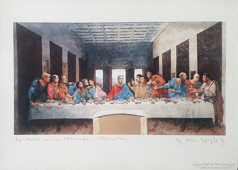 DrMáriás - Az utolsó vacsora Leonardo műtermében 19,5 x 37,5 cm computer print, merített papír