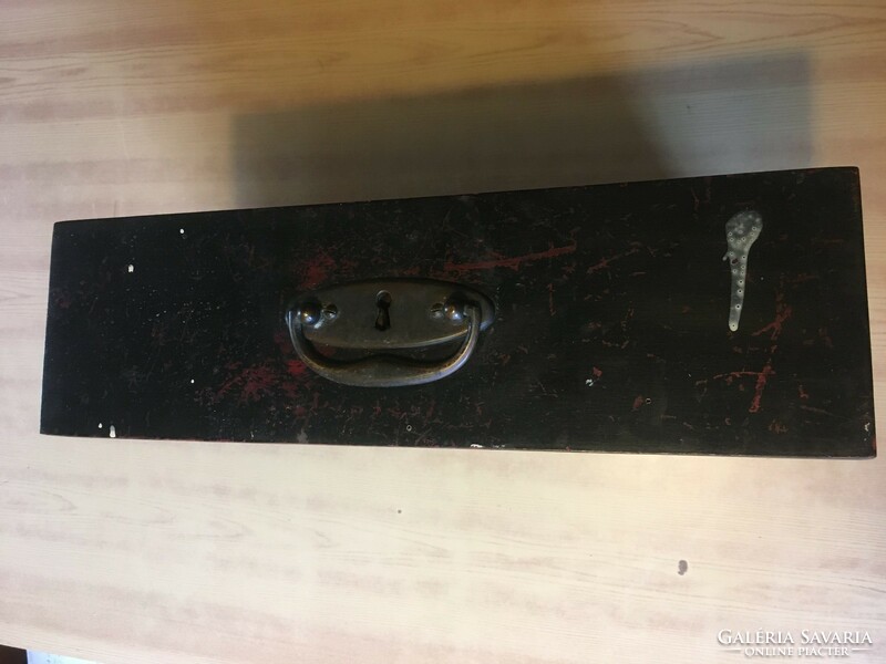 Two old bedside cabinet drawers with copper drawer pulls, one with a locking mechanism (no key included)