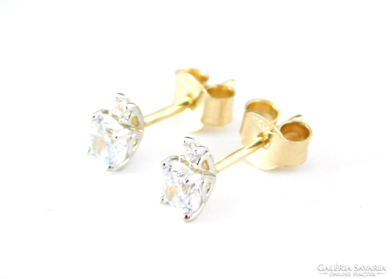 14K white gold and yellow gold stone earrings