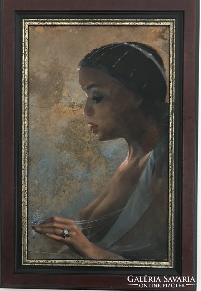 With a unique technique, a female portrait by robert wegenas!