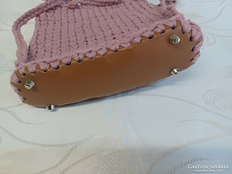 Pink crocheted women's bag/backpack