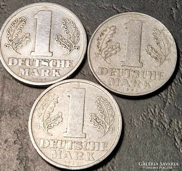 German Democratic Republic 1 mark, lot (3 pieces)