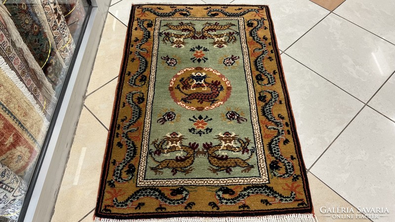 3612 Békésszentandras dragon pattern hand knot Persian carpet 70x105cm free courier