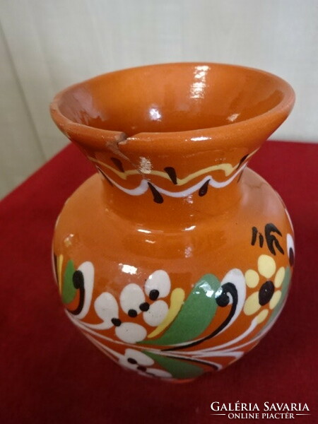 Antik kerámia váza, kézzel festett, magassága 14 cm. Jókai.