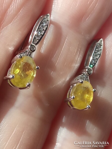 Yellow sapphire gemstone 925 silver earrings