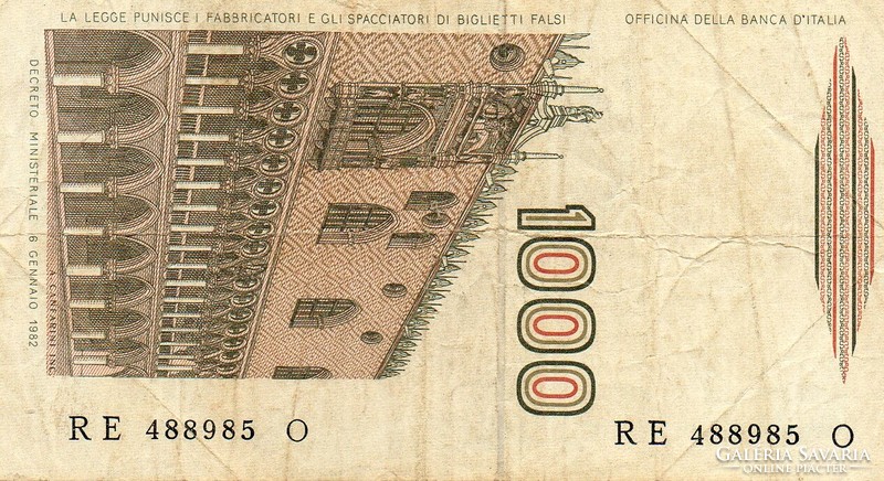 D - 264 -  Külföldi bankjegyek:  Olaszország 1982   1000 lira