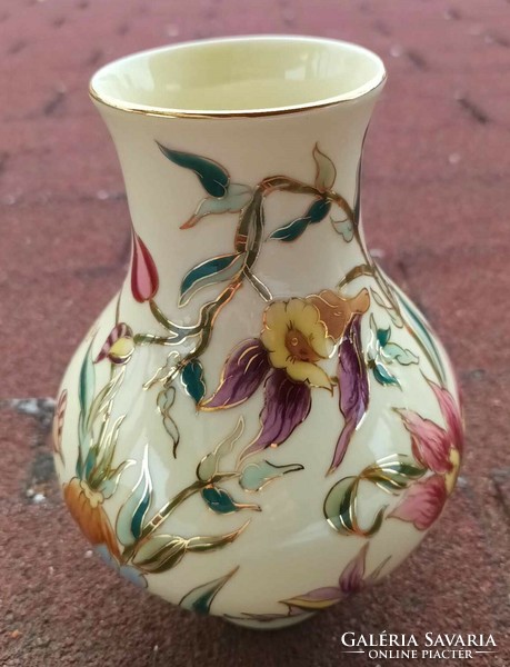 Zsolnay orchidea váza – aranyfestéses – Zsolnay Hungary Pécs Hand Painted