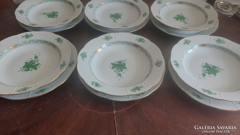 Herend Appony pattern flat and deep plate 6 each,