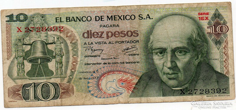 D - 269 -  Külföldi bankjegyek:  Mexikó 1977  10 pesos