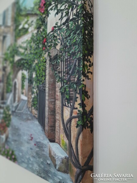 Mediterranean street detail painting acrylic canvas
