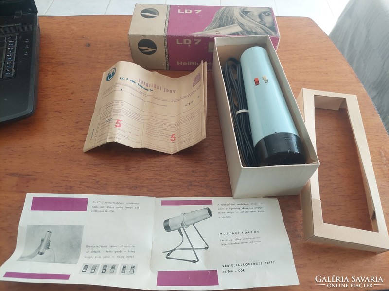 Retro aka ld 7 hair dryer in box with papers.