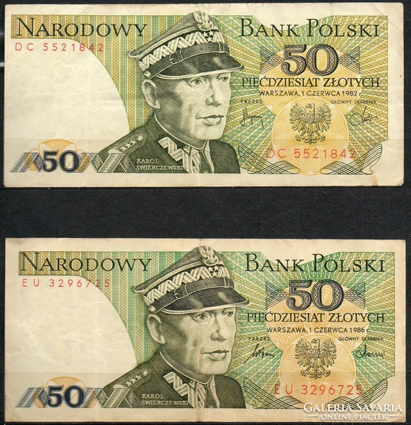 D - 297 -  Külföldi bankjegyek:  Lengyelország 1982  50 zloty  2x