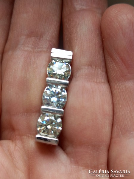 3.04Ct vvs1 h Valodi round 3-stone moissanite diamond 925 sterling silver pendant