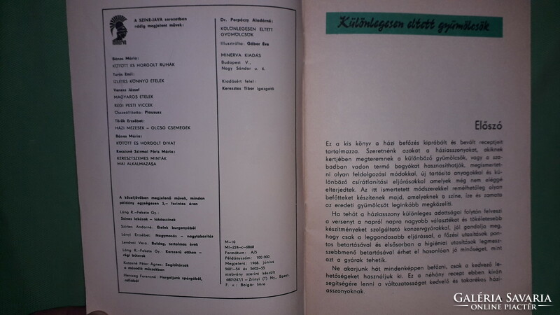 1968.Dr. Porpáczy Aladárné:Különlegesen eltett ... -Színe-Java füzet könyv a képek szerint MINERVA