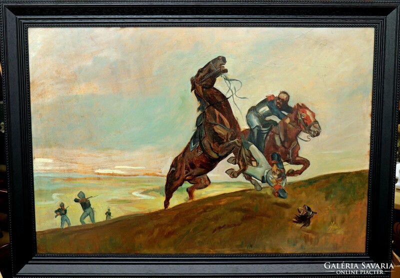 Battle scene, excellent painting, 1914.