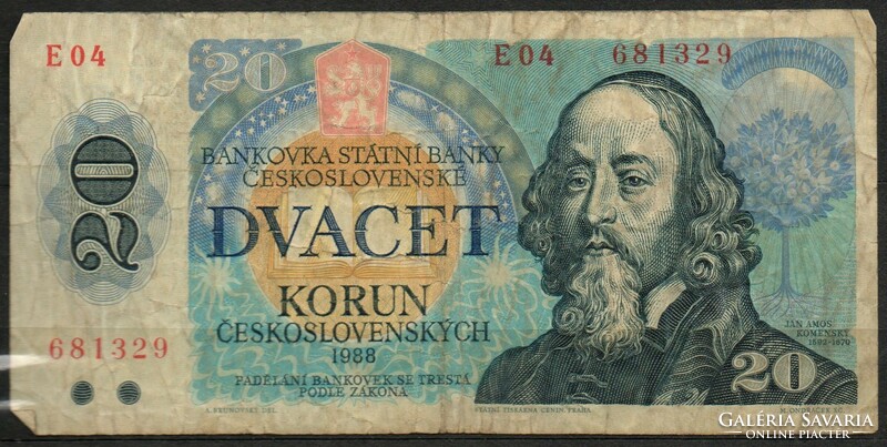 D - 247 - foreign banknotes: Czechoslovakia 1988 20 crowns
