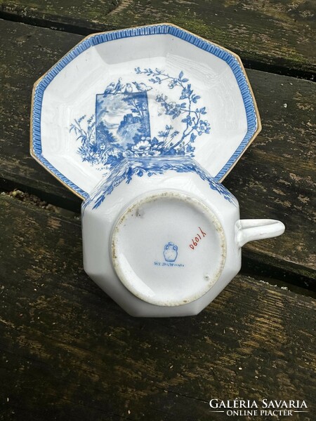 Antik angol porcelán teáscsésze szett, jelzett: Wedgwood