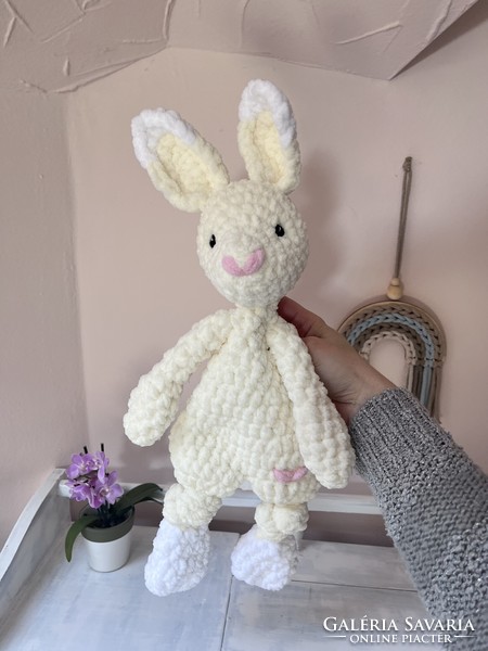 Crocheted, plush bunny sleeper