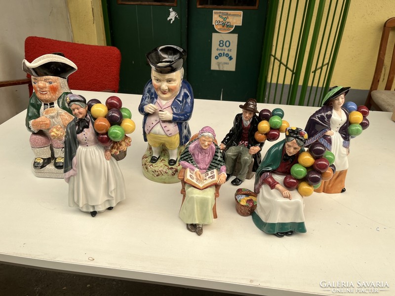 Royal doulton figurines and German jug vases 7 pcs
