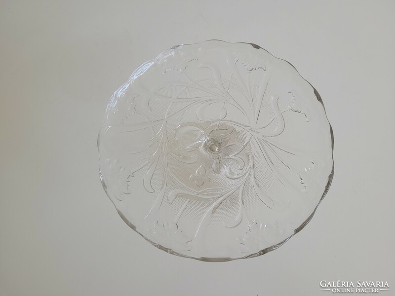 Old footed small glass serving plate glass cake plate