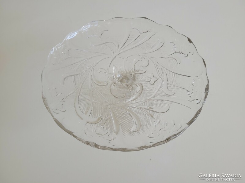 Old footed small glass serving plate glass cake plate