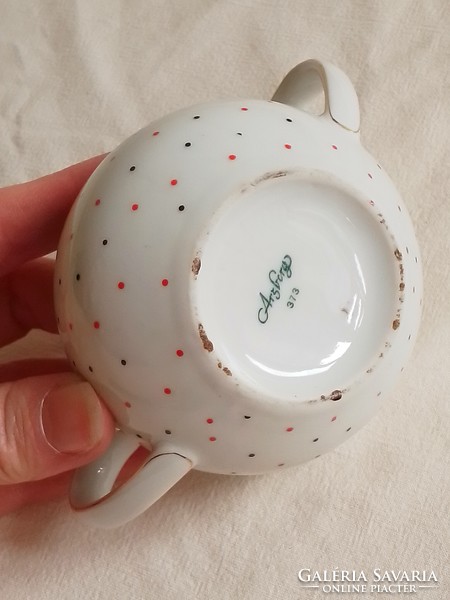 Lovely little Bavarian Arzberg porcelain bonbonier with old polka dots, sugar bowl with lid