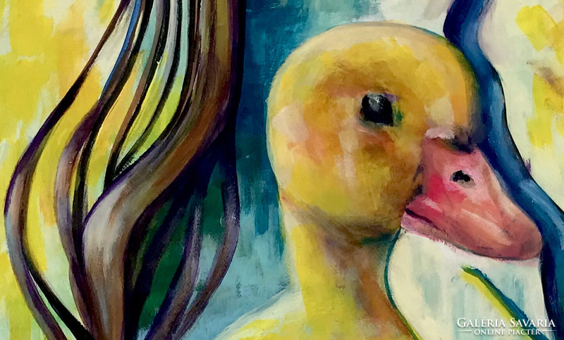 Lost duckling - 40 x 30 cm acrylic painting