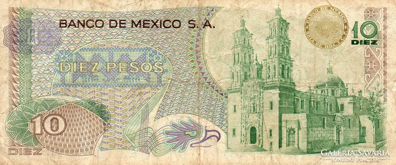 D - 269 - foreign banknotes: Mexico 1977 10 pesos