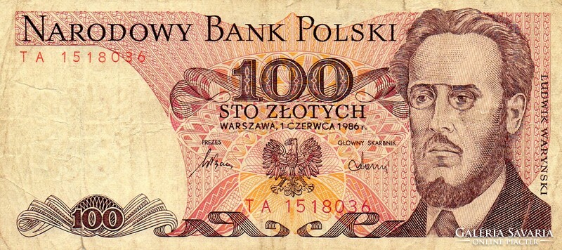 D - 286 -  Külföldi bankjegyek:  Lengyelország 1986  100 zloty