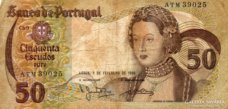 D - 261 -  Külföldi bankjegyek:  Portugália 1980  50 escudos