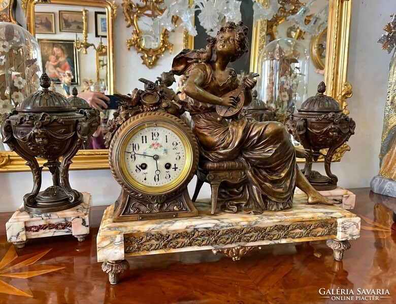 French 3-piece fireplace clock set