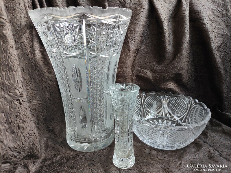 Gigantic display case condition lead crystal vase and bowl package at a fraction of the price