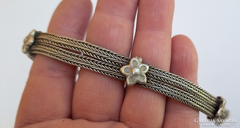 Antique floral silver bracelet