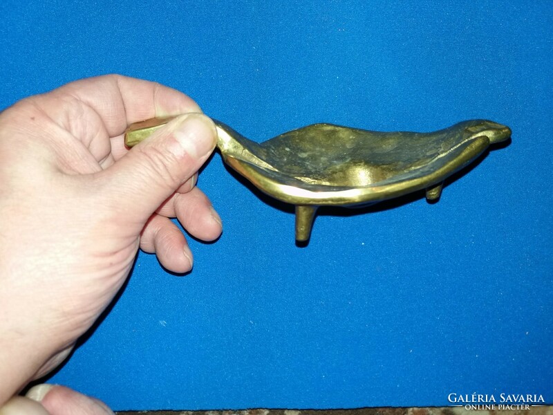 Régi ART DECO nehéz réz hal alakú IPARMŰVÉSZ PENNATARTÓ asztaldísz levél nehezék 15cm képek szerint