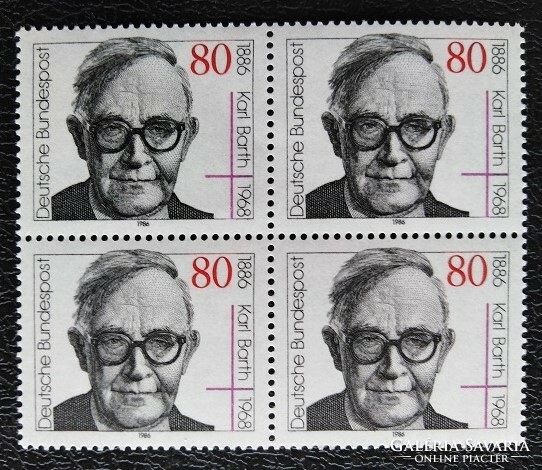 N1282n / Németország 1986 Karl Barth bélyeg postatiszta négyestömb