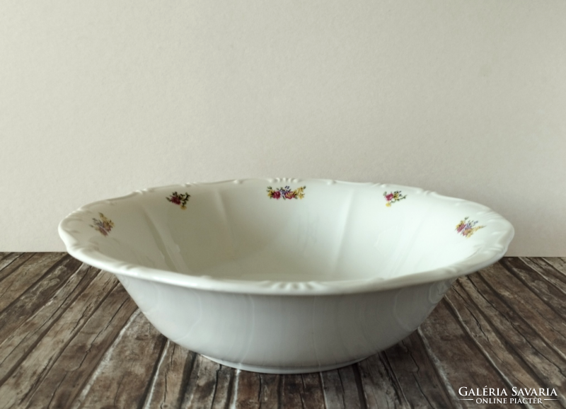 Zsolnay porcelain, flower bouquet pattern garnish, salad bowl, serving bowl