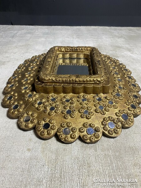 Ornate, gilt, Indian wall mirror, not antique