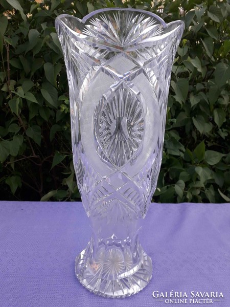 Large crystal vase.