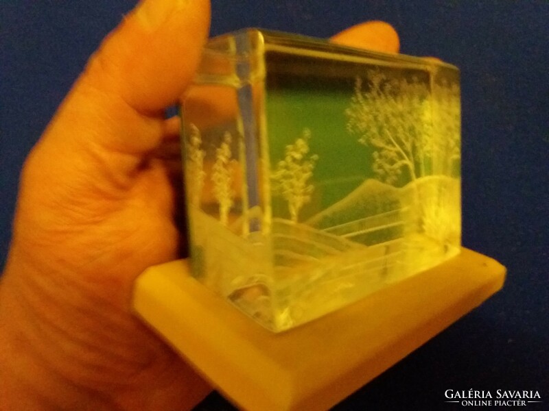 Gyönyörű japán üveg - belső japánkert képes - levélnehezék, asztali polcdísz a képek szerint