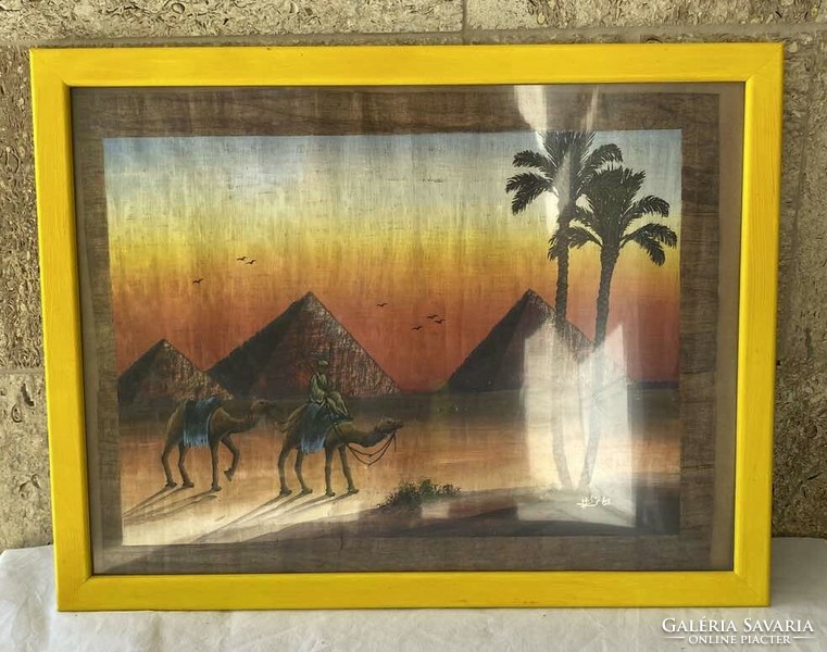 Pyramids framed in Egyptian papyrus