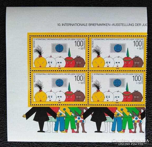 N1472ns / Németország 1990 Ifjúsági bélyegkiállítás blokk bélyege postatiszta ívsarki négyestömbben
